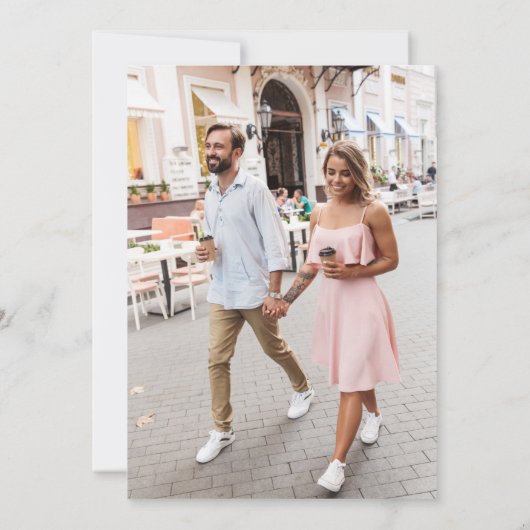 Donkerzwart Elegante Hedendaagse Fotobruiloft Save The Date (Achterkant)