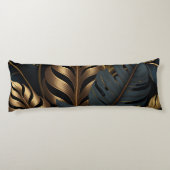 Donkerzwart en gouden bladeren Sierkussen Lichaamskussen (Achterkant)