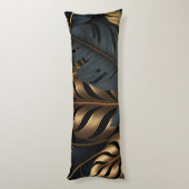 Donkerzwart en gouden bladeren Sierkussen Lichaamskussen (Achterkant (Verticaal))