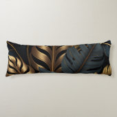 Donkerzwart en gouden bladeren Sierkussen Lichaamskussen (Voorkant)