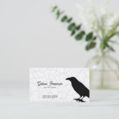 Donkerzwart en wit Crow Tattoo Artist Visitekaartje (Staand voorkant)