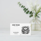 Donkerzwart en wit Snake Skull Tattoo Artist Visitekaartje (Staand voorkant)