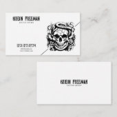 Donkerzwart en wit Snake Skull Tattoo Artist Visitekaartje (Voorkant / Achterkant)