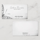 Donkerzwart en wit Vlinder Tattoo Shop Visitekaartje (Voorkant / Achterkant)