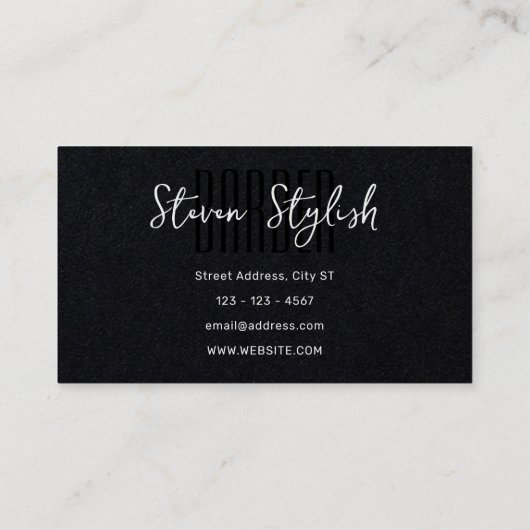 Donkerzwart kapper visitekaartje (Achterkant)