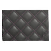 Donkerzwart leder gewatteerd geometrisch patroon kussensloop (Voorkant-Rechts)