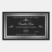 Donkerzwart Product Label Zilver Lijst met Logo (Voorkant)