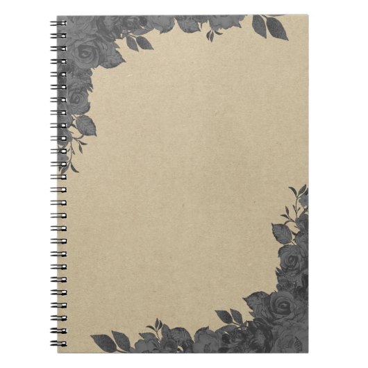  donkerzwart Roos Kraft Rustic Glam Notitieboek (Voorkant)