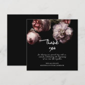 Donkerzwarte Floral bruiloft Hartelijk dank Kaart (Voorkant / Achterkant)