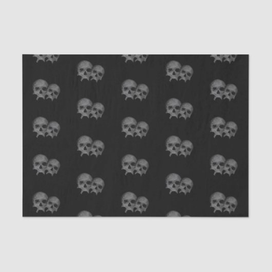 Donkerzwarte gothische schedel Halloween Costume P Tissuepapier (Voorkant)