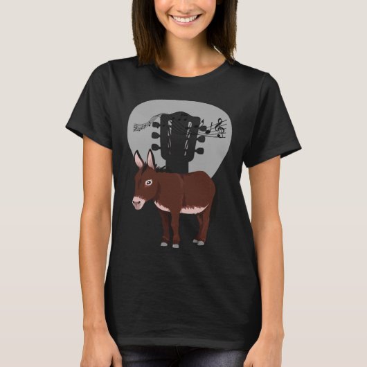 Donkey Acustic Guitar and Music Notes Powerful Ani T-shirt (Voorkant)