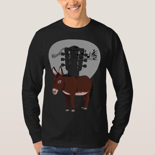 Donkey Acustic Guitar and Music Notes Powerful Ani T-shirt (Voorkant)