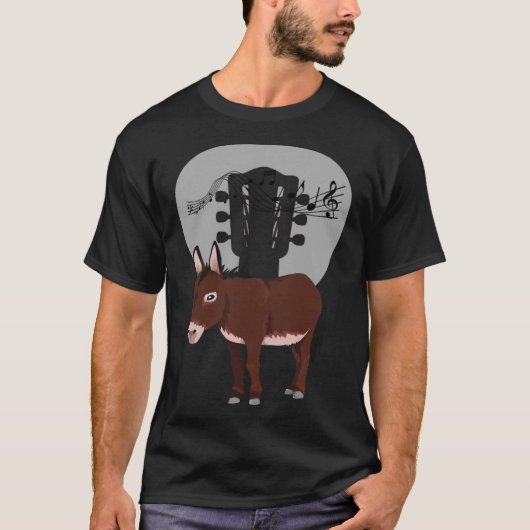 Donkey Acustic Guitar and Music Notes Powerful Ani T-shirt (Voorkant)