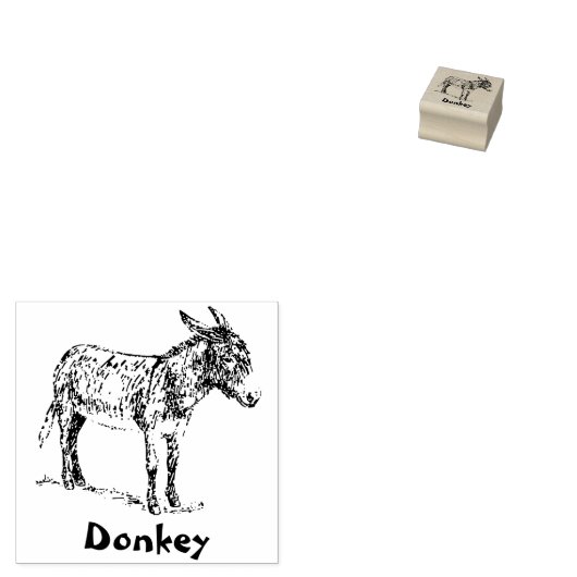 DONKEY ANIMAAL RUBBER STEMP RUBBERSTEMPEL (Gestempeld)
