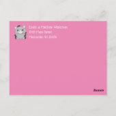 Donkey Baby aankondiging meisje roze Briefkaart (Achterkant)
