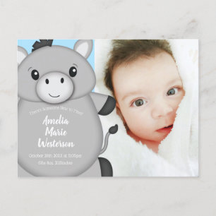 Donkey Baby shower Blue Briefkaart