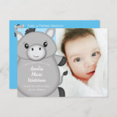 Donkey Baby shower Blue Briefkaart (Voorkant / Achterkant)