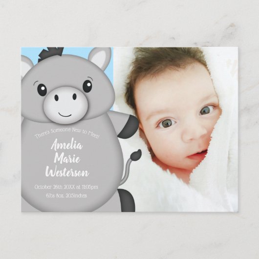 Donkey Baby shower Blue Briefkaart (Voorkant)