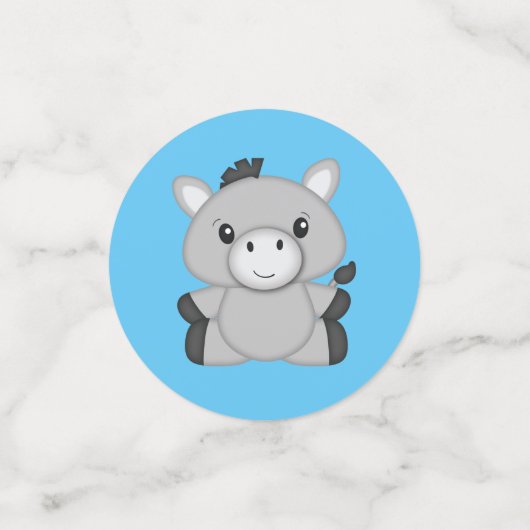 Donkey Baby shower Blue Confetti (Kleine voorkant)