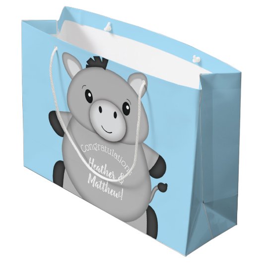 Donkey Baby shower Blue Groot Cadeauzakje (Achterkant Gekanteld)