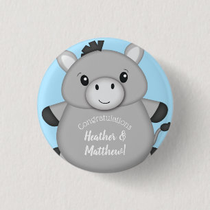 Donkey Baby shower Blue Ronde Button 3,2 Cm
