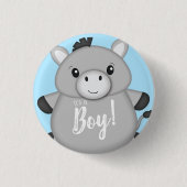 Donkey Baby shower Blue Ronde Button 3,2 Cm (Voorkant)
