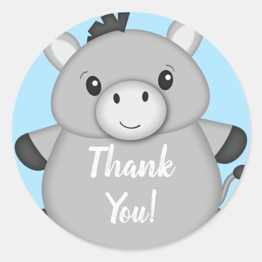 Donkey Baby shower Blue Ronde Sticker (Voorkant)