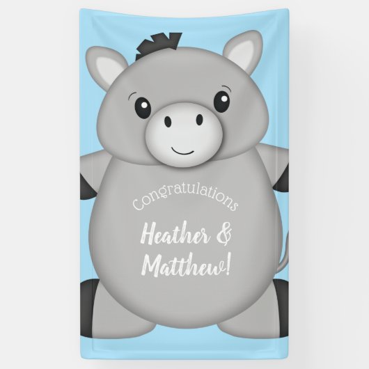 Donkey Baby shower Blue Spandoek (Verticaal)