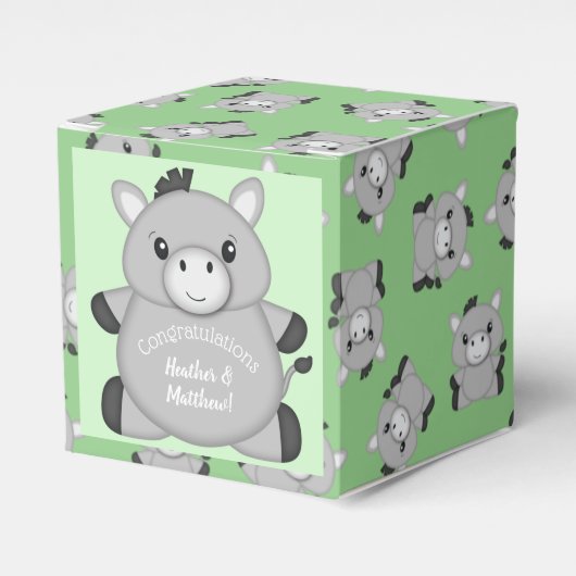 Donkey Baby shower Green Bedankdoosjes (Voorkant Zijde)