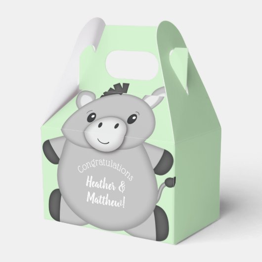 Donkey Baby shower Green Bedankdoosjes (Voorkant Zijde)