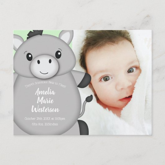 Donkey Baby shower Green Briefkaart (Voorkant)