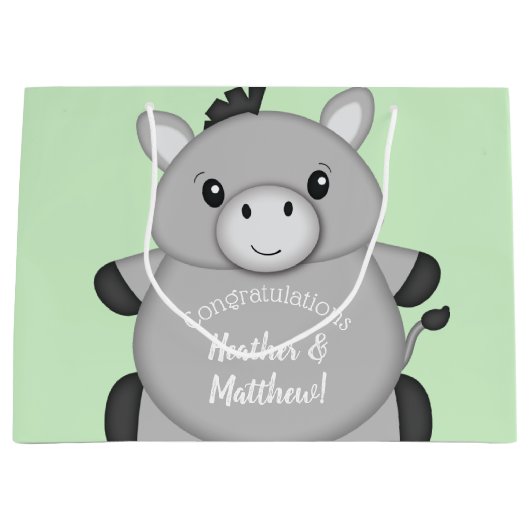 Donkey Baby shower Green Groot Cadeauzakje (Voorkant)