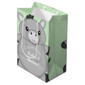 Donkey Baby shower Green Medium Cadeauzakje (Voorkant Gekanteld)