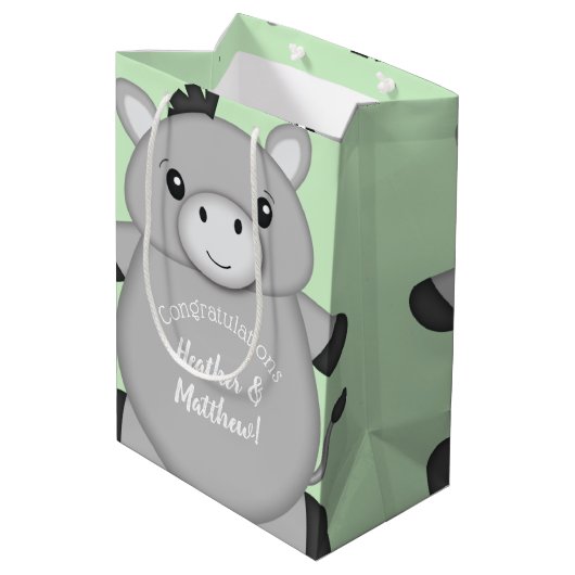 Donkey Baby shower Green Medium Cadeauzakje (Achterkant Gekanteld)