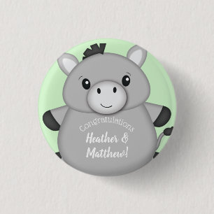 Donkey Baby shower Green Ronde Button 3,2 Cm
