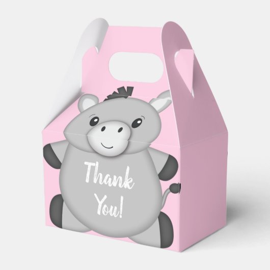 Donkey Baby shower Roze Bedankdoosjes (Achterkant)