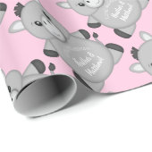 Donkey Baby shower Roze Cadeaupapier (Rol Hoek)