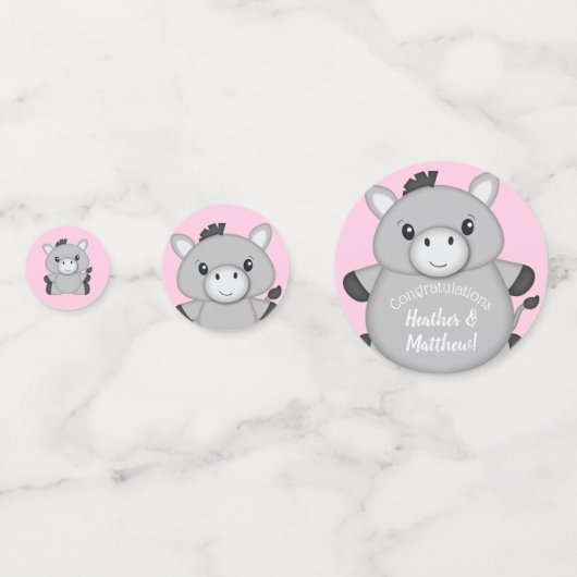 Donkey Baby shower Roze Confetti (Achterkanten)