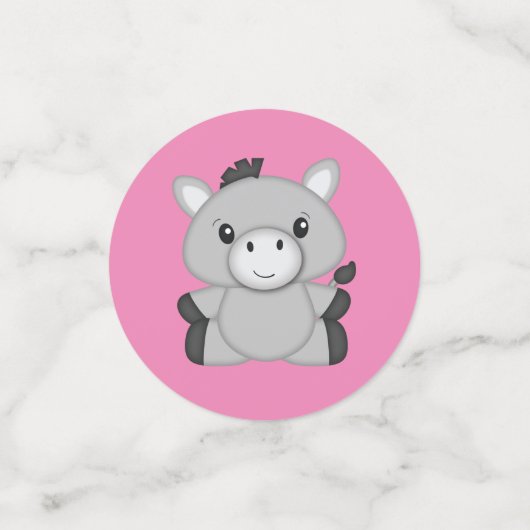 Donkey Baby shower Roze Confetti (Kleine voorkant)