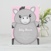 Donkey Baby shower Roze Kaart (Staand voorkant)