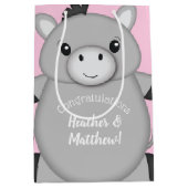 Donkey Baby shower Roze Medium Cadeauzakje (Voorkant)