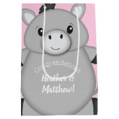Donkey Baby shower Roze Medium Cadeauzakje (Achterkant)