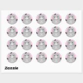 Donkey Baby shower Roze Ronde Sticker (Vel)