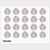 Donkey Baby shower Roze Ronde Sticker (Vel)