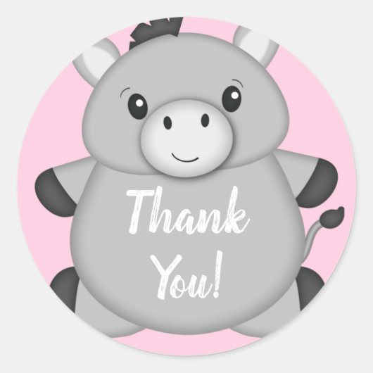 Donkey Baby shower Roze Ronde Sticker (Voorkant)