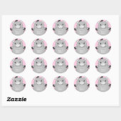 Donkey Baby shower Roze Ronde Sticker (Vel)