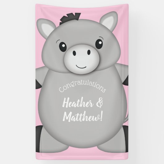 Donkey Baby shower Roze Spandoek (Verticaal)
