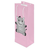 Donkey Baby shower Roze Wijn Cadeautas (Achterkant Gekanteld)