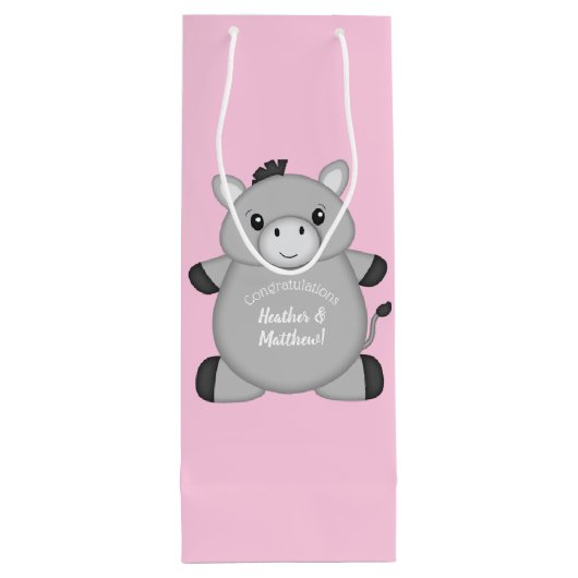Donkey Baby shower Roze Wijn Cadeautas (Achterkant)