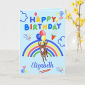 Donkey Birthday Card in Blue Kaart (Gele Bloem)